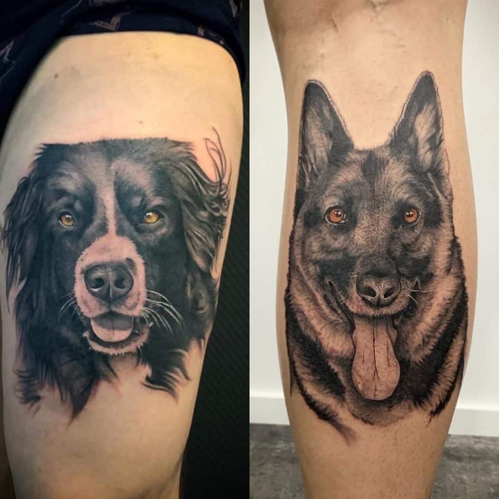 Border collie en herder honden tattoo