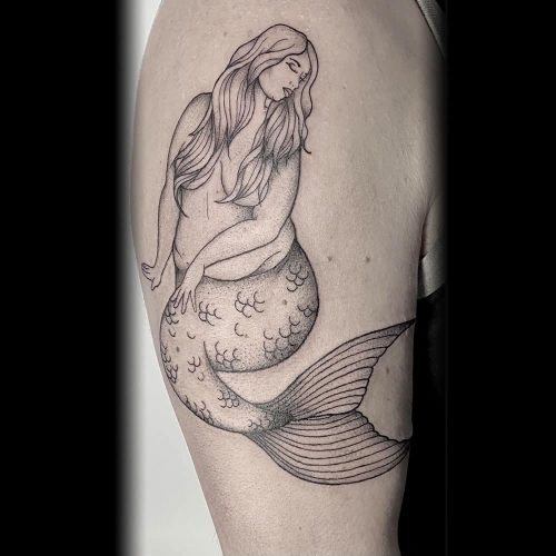 Chubby mermaid tattoo