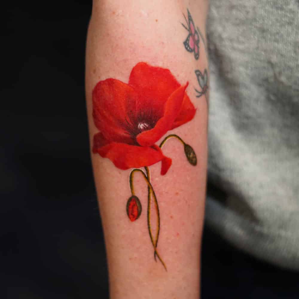 Full color rose kleuren roos tattoo Remko