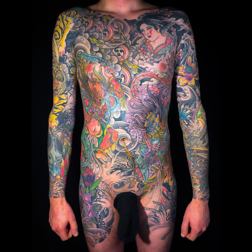 Japanse tattoo full color bodysuit