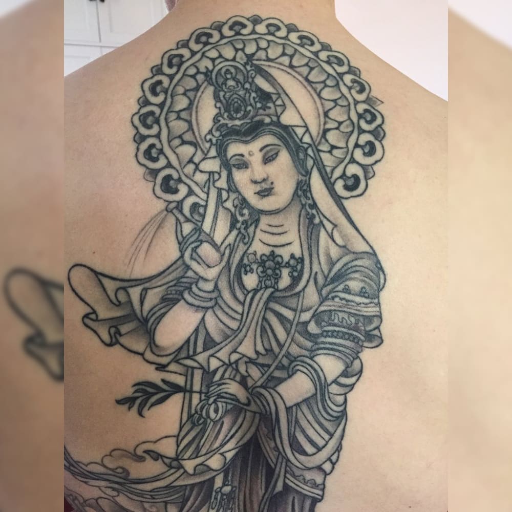 Japanse tattoo geisha backpiece