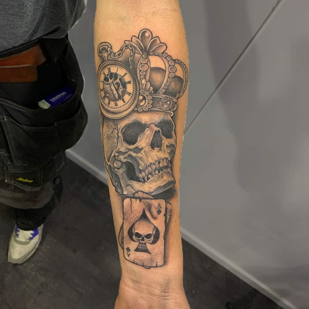 King skull compass ace of spades tattoo