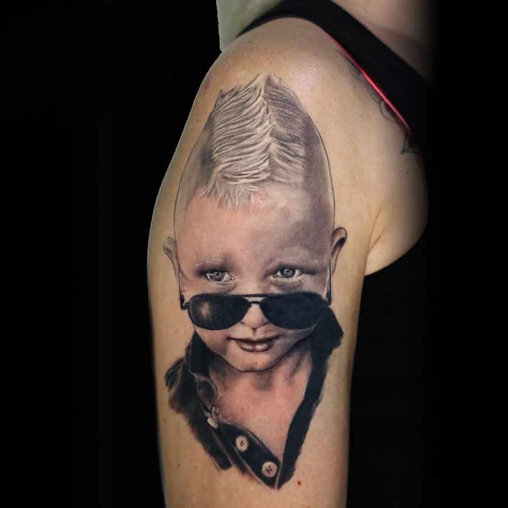 Portret tattoo van kinderfoto