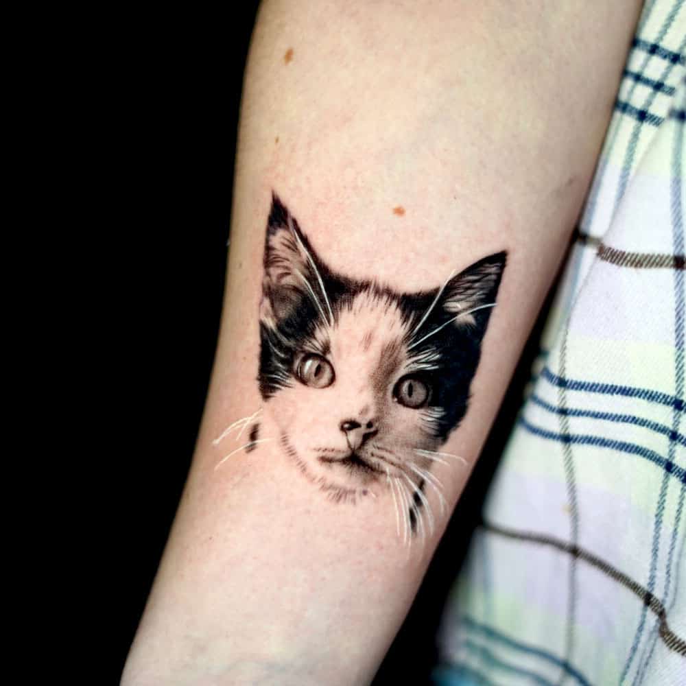 Realistische huisdier kat tattoo Remko