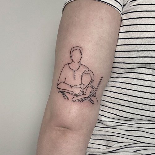 Fineline minimalistische vader & dochter tattoo