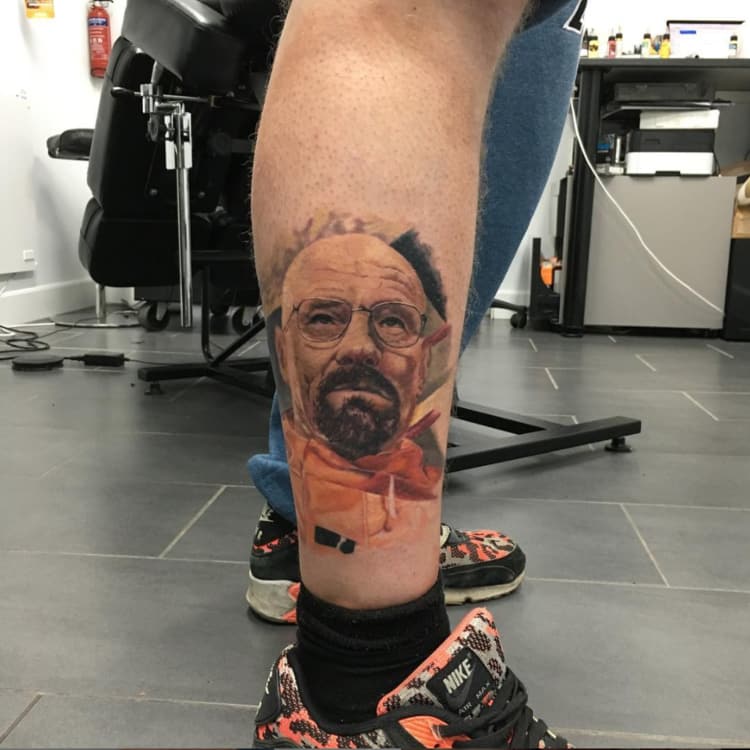 Walter White uit Breaking Bad portret tattoo