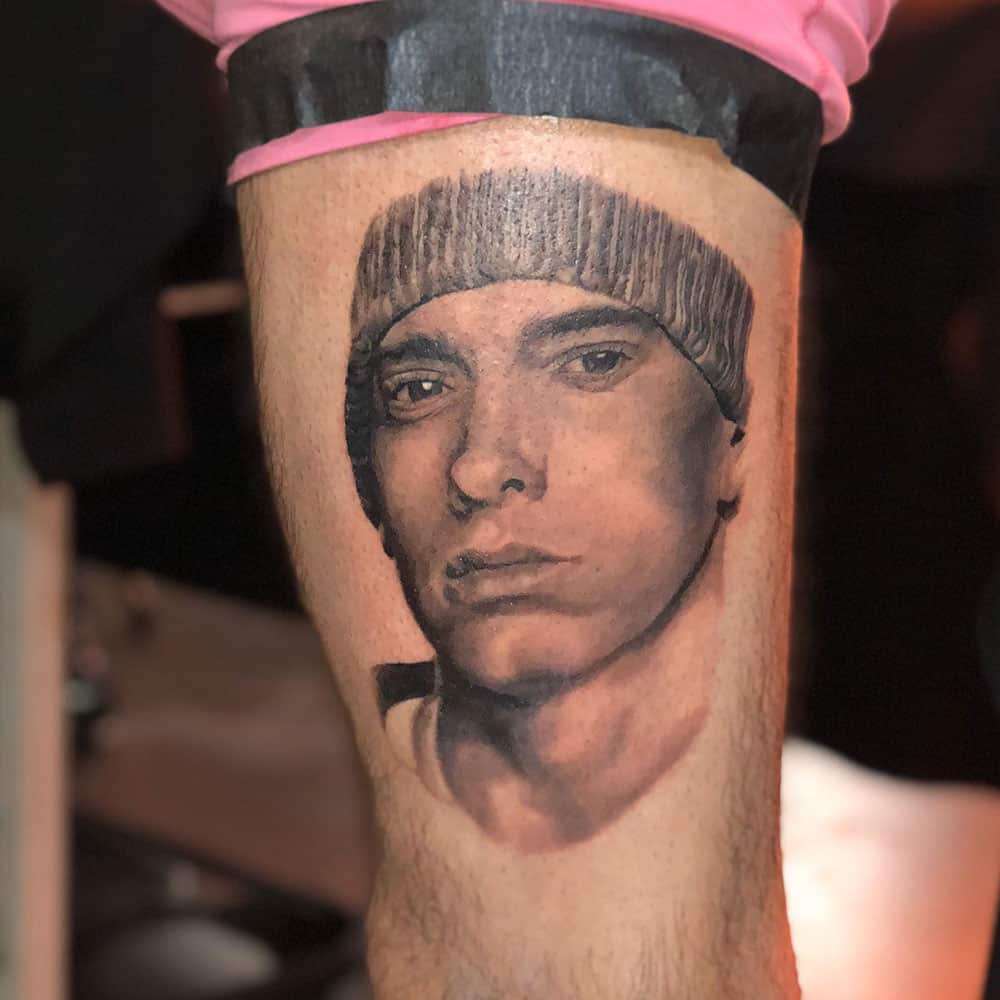 Portret tattoo van Eminem