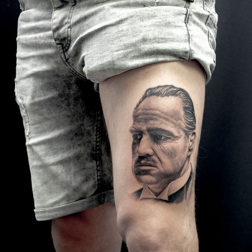 Marlon Brando Godfather portret tattoo