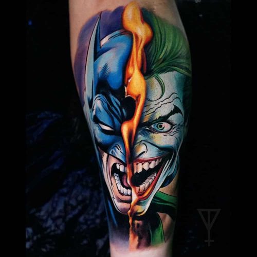 Batman The Joker kleuren tattoo Roman Vainer