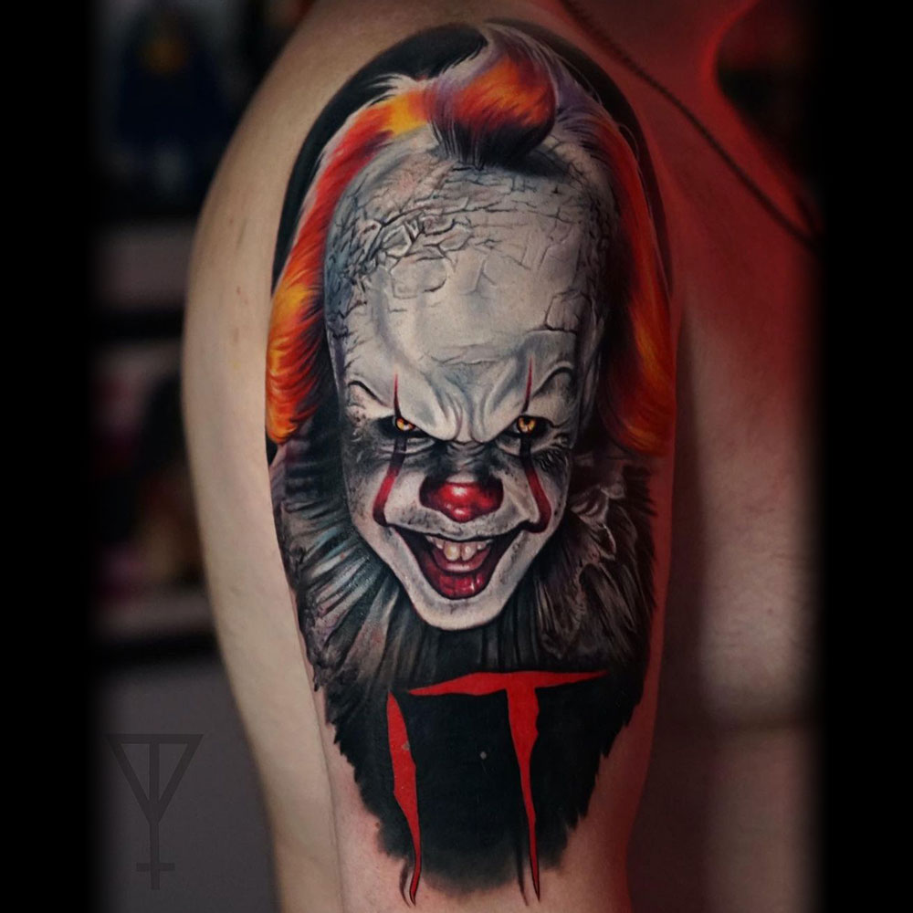 Clown IT full color tattoo Roman