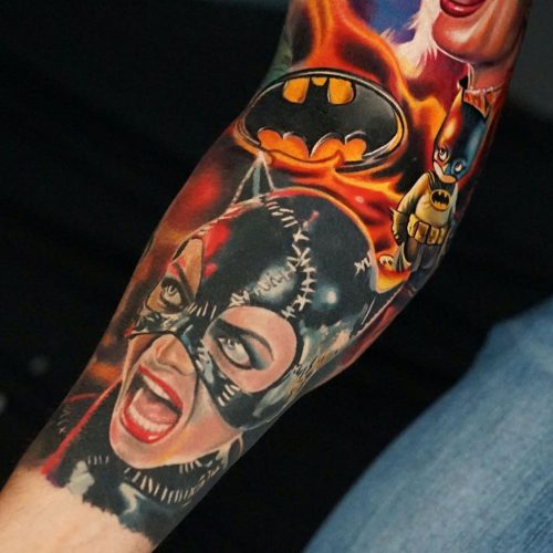 DC Universe sleeve Catwoman tattoo kleur Roman