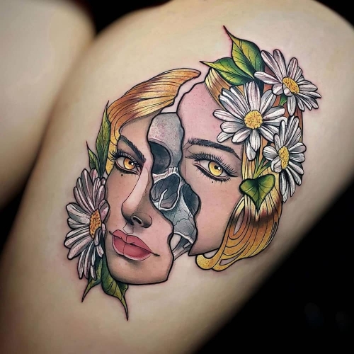 Face off gezicht schedel tattoo Molly