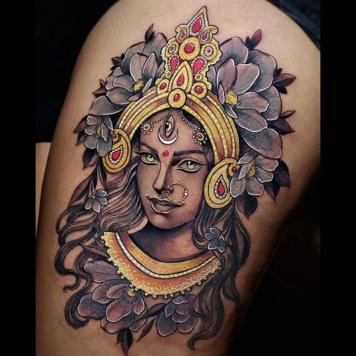 Kali Hindoeistische godin kleuren neo traditional tattoo Molly