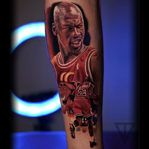 Michael Jordan Chicago Bulls full color tattoo Roman