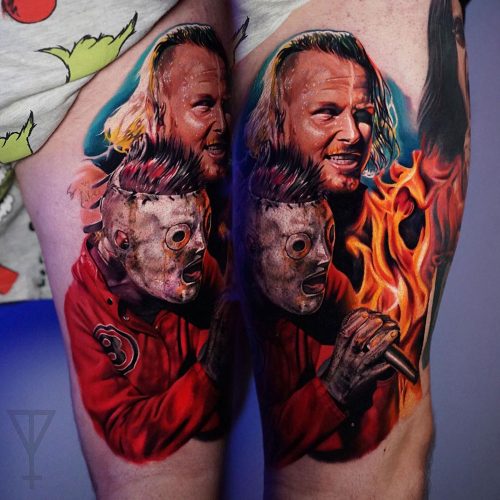 Slipknot Corey Taylor kleuren portret tattoo Roman