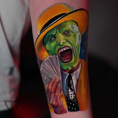 The Mask Jim Carrey kleuren tattoo Roman Vainer