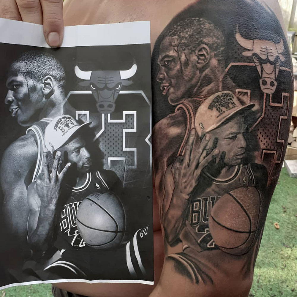 Michael Jordan realistic tattoo Declan