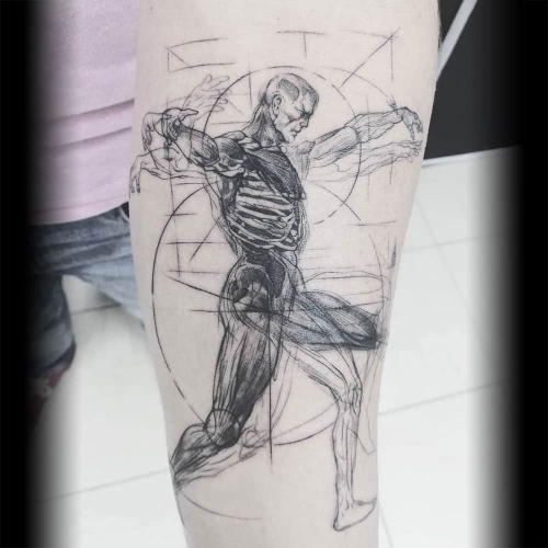 Ergonomisch lichaam fineline tattoo Fernando