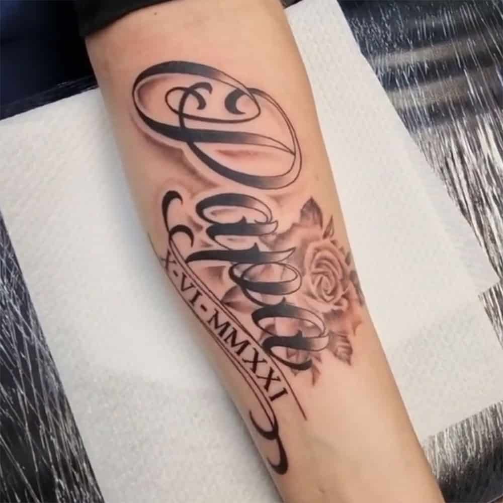 Freehand lettering tattoo