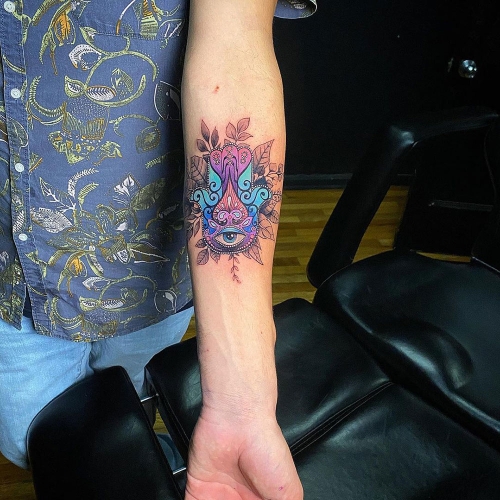 Full color fineline tattoo onderarm Alfredo