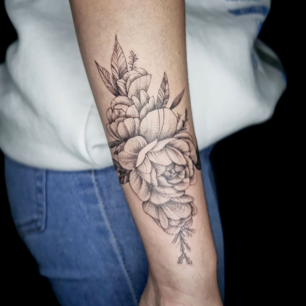 Bloemen boeket rozen tattoo Roza
