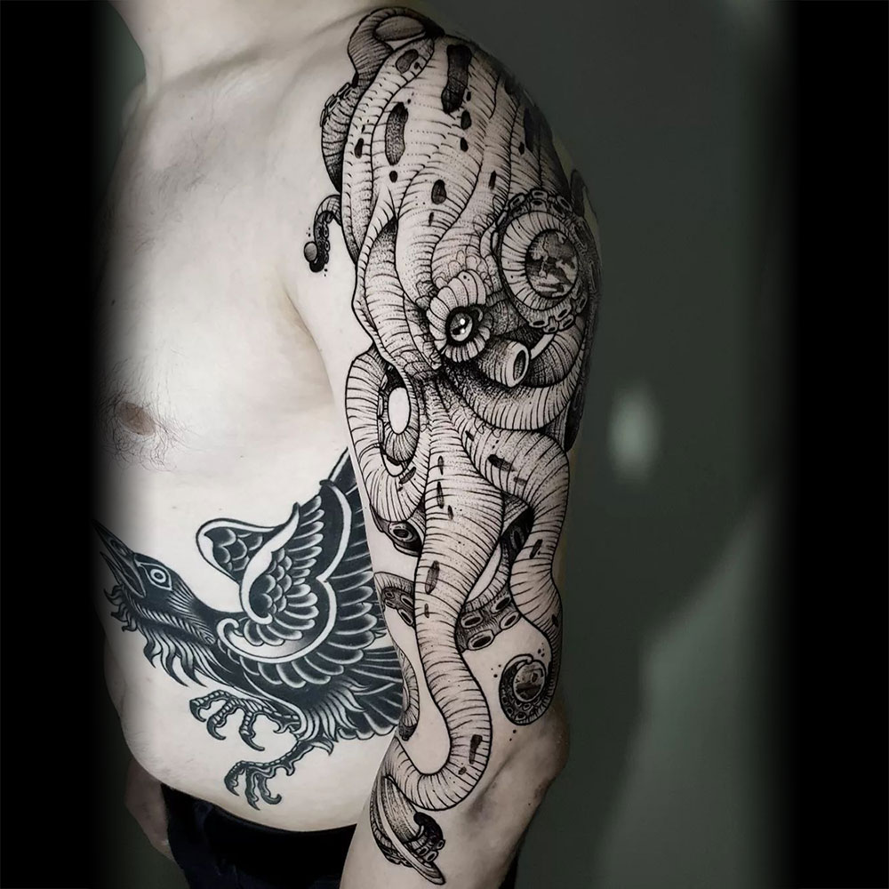 Blackwork octopus tattoo Jona