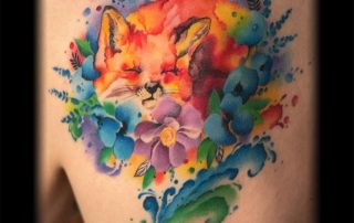 Watercolor vos full color tattoo Ekaterine Vainer zomer